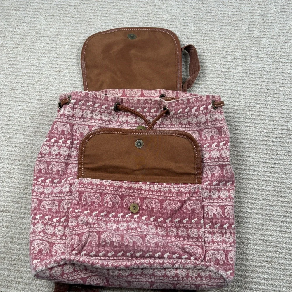 Elephant Print Backpack Purse Small/Medium Pink Boho‎ Festival Hippie